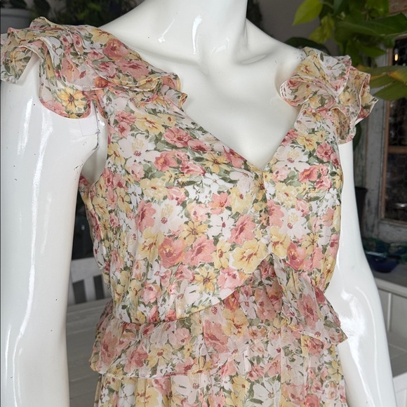 Suzy Shier sleeveless Pastel Floral Ruffle Maxi Dress NWOT XS - Picture 5 of 14